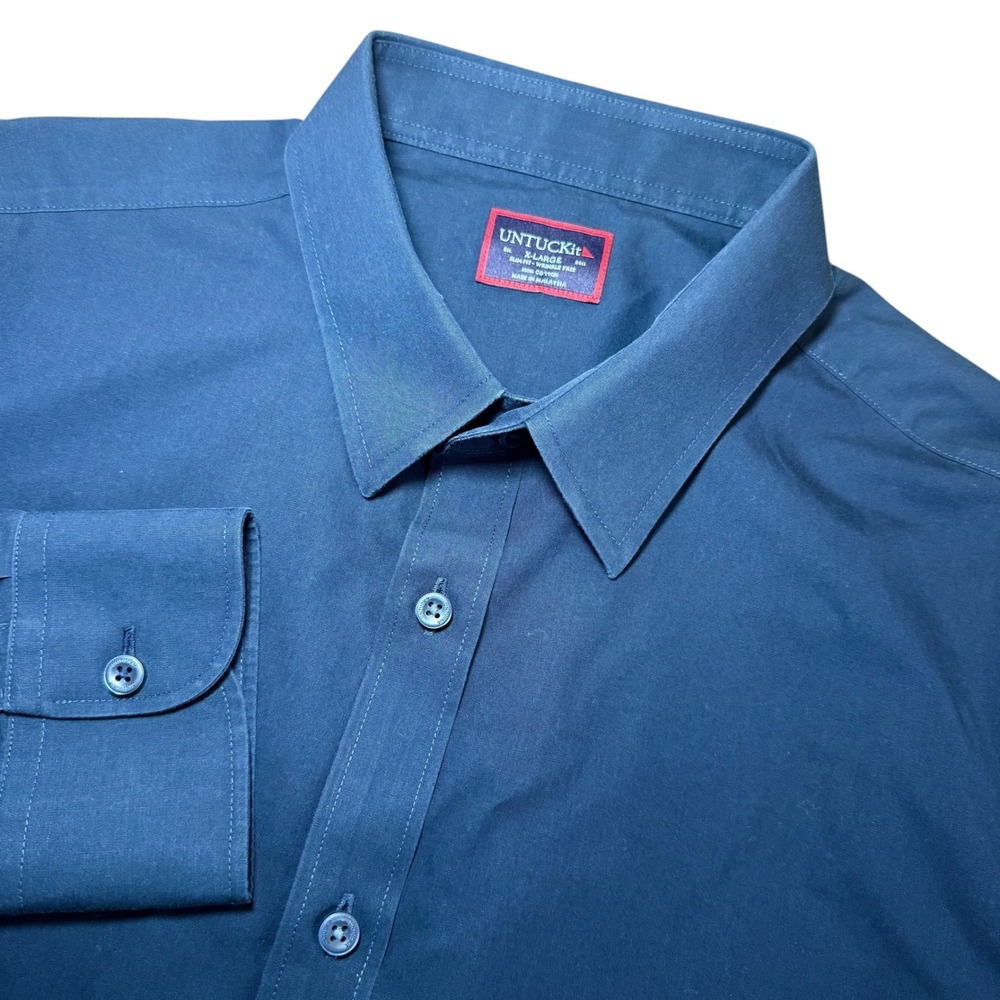 UNTUCKit Castello Slim Fit Wrinkle Free Shirt Mens XL Navy Blue Long Sleeve